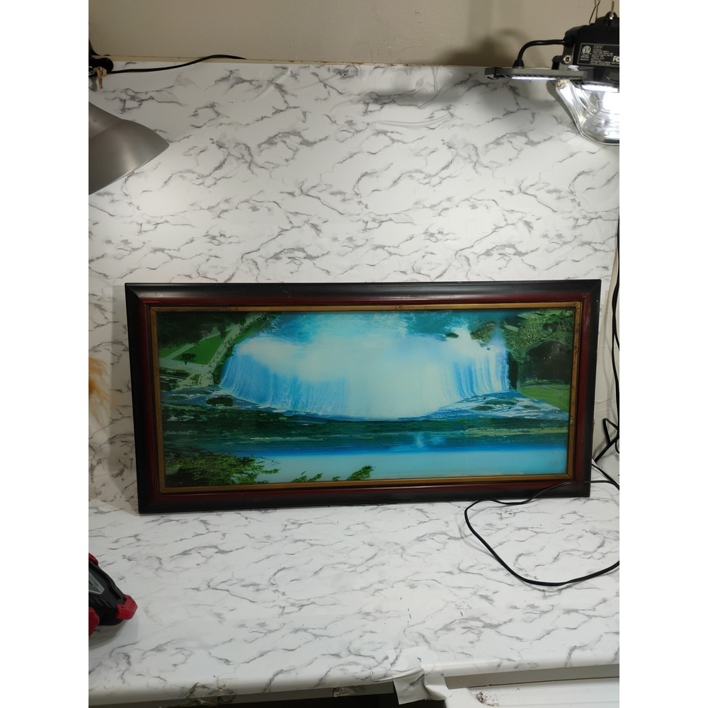 Mcm Niagara ? Waterfall River Stream Picture Wood Frame Won't Light Up